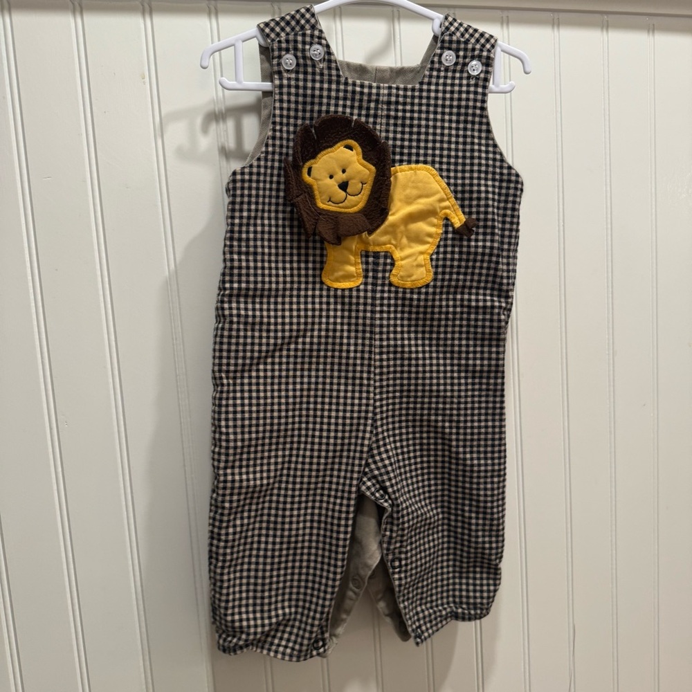Bailey Boys Lion and Camping theme shortall - 6 month - REVERSIBLE - TWO IN ONE